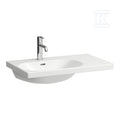 LUA Umywalka ścienna asymetryczna, półka po prawej stronie 750 x 460 mm z otworem na baterię, z otworem przelewowym