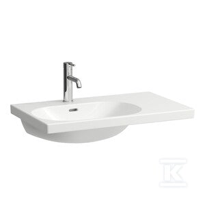 LUA Umywalka ścienna asymetryczna, półka po prawej stronie 750 x 460 mm, powłoka LCCbez otworu na baterię, z otworem przelewowym