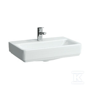 PRO S Umywalka ścienna 550 x 380 mm (compacto), powłoka LCCz otworem na baterię na środku, z otworem przelewowymszlifowany spód umywalki umożliwia postawienie na blacie (wymagany montaż umywalki do ściany)