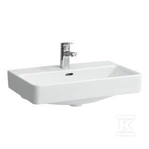 PRO S Umywalka ścienna 600 x 380 mm (compacto)z otworem na baterię na środku, z otworem przelewowymszlifowany spód umywalki umożliwia postawienie na blacie (wymagany montaż umywalki do ściany)