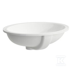 SAVOY Umywalka podblatowa owalna 500 x 415 mm,wymiar wycięcia w blacie 440 x 360 mmbez otworu na baterię, szkliwiona z zewnątrz, szlifowana