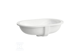 SAVOY Umywalka podblatowa owalna 575 x 375 mm,wymiar wycięcia w blacie 510 x 310 mmbez otworu na baterię, nieszkliwiona z zewnątrz