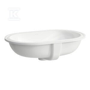SAVOY Umywalka podblatowa owalna 575 x 375 mm,wymiar wycięcia w blacie 510 x 310 mmbez otworu na baterię, nieszkliwiona z zewnątrz, szlifowana