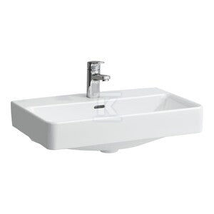 PRO S Umywalka ścienna 600 x 380 mm (compacto)z otworem na baterię na środku, z otworem przelewowym