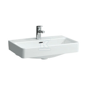 PRO S Umywalka ścienna 600 x 380 mm (compacto), powłoka LCCz otworem na baterię na środku, z otworem przelewowym