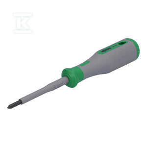 Wkrętak krzyżakowy VDE, PH1 x 80, testowane zgodnie z VDE, 1000 V, z izolacją, uchwyt 2-komponentowy, wielkość 2 (110 mm), zielony/szary