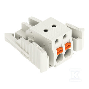 Gniazdo 1-przewodowe, przycisk, Push-in CAGE CLAMP®, 2,5 mm2, raster 5 mm, 2-biegunowe 100% ochrona przed błędnym połączeniem, boczne zaczepy ryglujące, 2,50 mm2, jasnoszary