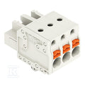 Gniazdo 1-przewodowe, przycisk, Push-in CAGE CLAMP®, 2,5 mm2, raster 5 mm, 3-biegunowe 100% ochrona przed błędnym połączeniem, stopki zatrzaskowe, 2,50 mm2, jasnoszary
