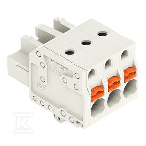 Gniazdo 1-przewodowe, przycisk, Push-in CAGE CLAMP®, 2,5 mm2, raster 5 mm, 3-biegunowe 100% ochrona przed błędnym połączeniem, stopki zatrzaskowe, 2,50 mm2, jasnoszary