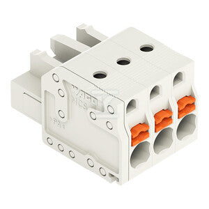 Gniazdo 1-przewodowe, przycisk, Push-in CAGE CLAMP®, 2,5 mm2, raster 5 mm, 3-biegunowe 100% ochrona przed błędnym połączeniem, 2,50 mm2, jasnoszary