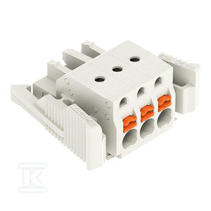 Gniazdo 1-przewodowe, przycisk, Push-in CAGE CLAMP®, 2,5 mm2, raster 5 mm, 3-biegunowe 100% ochrona przed błędnym połączeniem, boczne zaczepy ryglujące, 2,50 mm2, jasnoszary