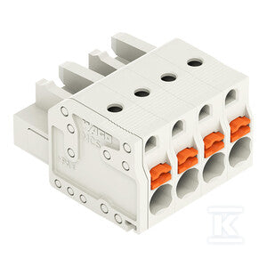 Gniazdo 1-przewodowe, przycisk, Push-in CAGE CLAMP®, 2,5 mm2, raster 5 mm, 4-biegunowe 100% ochrona przed błędnym połączeniem, 2,50 mm2, jasnoszary