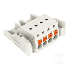 Gniazdo 1-przewodowe, przycisk, Push-in CAGE CLAMP®, 2,5 mm2, raster 5 mm, 4-biegunowe 100% ochrona przed błędnym połączeniem, boczne zaczepy ryglujące, 2,50 mm2, jasnoszary