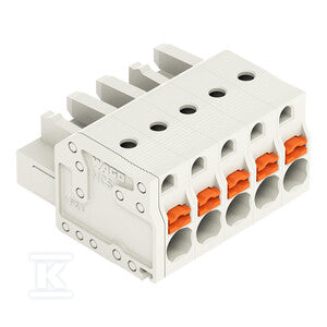 Gniazdo 1-przewodowe, przycisk, Push-in CAGE CLAMP®, 2,5 mm2, raster 5 mm, 5-biegunowe 100% ochrona przed błędnym połączeniem, 2,50 mm2, jasnoszary