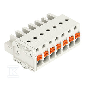 Gniazdo 1-przewodowe, przycisk, Push-in CAGE CLAMP®, 2,5 mm2, raster 5 mm, 7-biegunowe 100% ochrona przed błędnym połączeniem, stopki zatrzaskowe, 2,50 mm2, jasnoszary