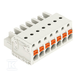 Gniazdo 1-przewodowe, przycisk, Push-in CAGE CLAMP®, 2,5 mm2, raster 5 mm, 7-biegunowe 100% ochrona przed błędnym połączeniem, 2,50 mm2, jasnoszary