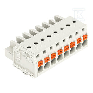 Gniazdo 1-przewodowe, przycisk, Push-in CAGE CLAMP®, 2,5 mm2, raster 5 mm, 8-biegunowe 100% ochrona przed błędnym połączeniem, stopki zatrzaskowe, 2,50 mm2, jasnoszary