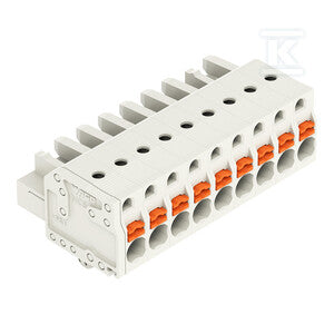 Gniazdo 1-przewodowe, przycisk, Push-in CAGE CLAMP®, 2,5 mm2, raster 5 mm, 9-biegunowe 100% ochrona przed błędnym połączeniem, stopki zatrzaskowe, 2,50 mm2, jasnoszary