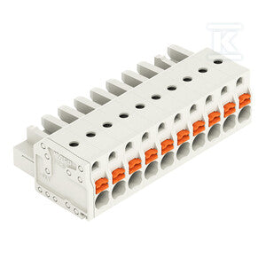 Gniazdo 1-przewodowe, przycisk, Push-in CAGE CLAMP®, 2,5 mm2, raster 5 mm, 10-biegunowe 100% ochrona przed błędnym połączeniem, 2,50 mm2, jasnoszary