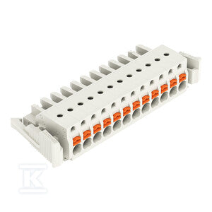 Gniazdo 1-przewodowe, przycisk, Push-in CAGE CLAMP®, 2,5 mm2, raster 5 mm, 12-biegunowe 100% ochrona przed błędnym połączeniem, boczne zaczepy ryglujące, 2,50 mm2, jasnoszary
