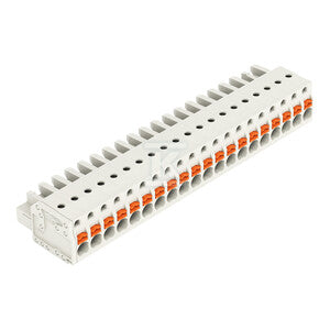 Gniazdo 1-przewodowe, przycisk, Push-in CAGE CLAMP®, 2,5 mm2, raster 5 mm, 20-biegunowe 100% ochrona przed błędnym połączeniem, 2,50 mm2, jasnoszary