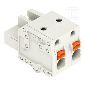 Gniazdo 1-przewodowe, przycisk, Push-in CAGE CLAMP®, 2,5 mm2, raster 7,5 mm, 2-biegunowe 100% ochrona przed błędnym połączeniem, stopki zatrzaskowe, 2,50 mm2, jasnoszary