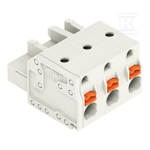 Gniazdo 1-przewodowe, przycisk, Push-in CAGE CLAMP®, 2,5 mm2, raster 7,5 mm, 3-biegunowe 100% ochrona przed błędnym połączeniem, 2,50 mm2, jasnoszary