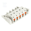 Gniazdo 1-przewodowe, przycisk, Push-in CAGE CLAMP®, 2,5 mm2, raster 7,5 mm, 5-biegunowe 100% ochrona przed błędnym połączeniem, boczne zaczepy ryglujące, 2,50 mm2, jasnoszary
