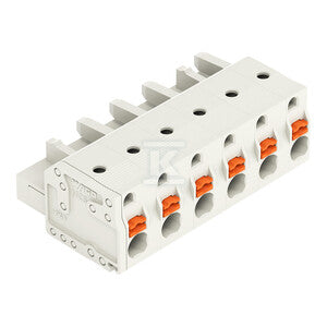 Gniazdo 1-przewodowe, przycisk, Push-in CAGE CLAMP®, 2,5 mm2, raster 7,5 mm, 6-biegunowe 100% ochrona przed błędnym połączeniem, 2,50 mm2, jasnoszary