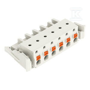 Gniazdo 1-przewodowe, przycisk, Push-in CAGE CLAMP®, 2,5 mm2, raster 7,5 mm, 6-biegunowe 100% ochrona przed błędnym połączeniem, boczne zaczepy ryglujące, 2,50 mm2, jasnoszary