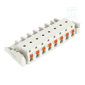 Gniazdo 1-przewodowe, przycisk, Push-in CAGE CLAMP®, 2,5 mm2, raster 7,5 mm, 8-biegunowe 100% ochrona przed błędnym połączeniem, boczne zaczepy ryglujące, 2,50 mm2, jasnoszary