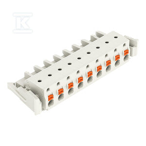 Gniazdo 1-przewodowe, przycisk, Push-in CAGE CLAMP®, 2,5 mm2, raster 7,5 mm, 9-biegunowe 100% ochrona przed błędnym połączeniem, boczne zaczepy ryglujące, 2,50 mm2, jasnoszary
