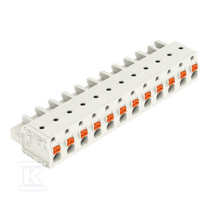 Gniazdo 1-przewodowe, przycisk, Push-in CAGE CLAMP®, 2,5 mm2, raster 7,5 mm, 12-biegunowe 100% ochrona przed błędnym połączeniem, 2,50 mm2, jasnoszary