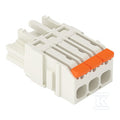 Gniazdo 1-przewodowe, dźwignia, Push-in CAGE CLAMP®, 2,5 mm2, raster 5 mm, 3-biegunowe pełna ochr. przed bł.podł., wypust kod., 2,50 mm2, jasnoszary