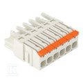 Gniazdo 1-przewodowe, dźwignia, Push-in CAGE CLAMP®, 2,5 mm2, raster 5 mm, 6-biegunowe pełna ochr. przed bł.podł., wypust kod., 2,50 mm2, jasnoszary