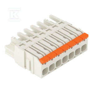 Gniazdo 1-przewodowe, dźwignia, Push-in CAGE CLAMP®, 2,5 mm2, raster 5 mm, 7-biegunowe pełna ochr. przed bł.podł., wypust kod., 2,50 mm2, jasnoszary