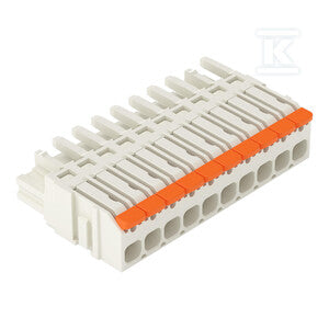 Gniazdo 1-przewodowe, dźwignia, Push-in CAGE CLAMP®, 2,5 mm2, raster 5 mm, 10-biegunowe pełna ochr. przed bł.podł., wypust kod., 2,50 mm2, jasnoszary