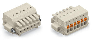 Gniazdo 1-przewodowe, przycisk, Push-in CAGE CLAMP®, 1,5 mm2, raster 3,5 mm, 2-biegunowe 100% ochrona przed błędnym połączeniem, śrubowy uchwyt montażowy, 1,50 mm2, jasnoszary