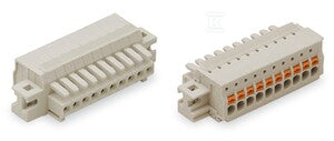 Gniazdo 1-przewodowe, przycisk, Push-in CAGE CLAMP®, 1,5 mm2, raster 3,5 mm, 14-biegunowe 100% ochrona przed błędnym połączeniem, kołnierz mocujący, 1,50 mm2, jasnoszary