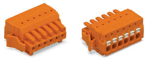 Gniazdo 1-przewodowe, przycisk, Push-in CAGE CLAMP®, 1,5 mm2, raster 3,81 mm, 12-biegunowe 100% ochrona przed błędnym połączeniem, boczne zaczepy ryglujące, 1,50 mm2, pomarańczowy