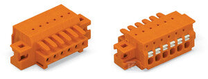 Gniazdo 1-przewodowe, przycisk, Push-in CAGE CLAMP®, 1,5 mm2, raster 3,81 mm, 14-biegunowe 100% ochrona przed błędnym połączeniem, kołnierz mocujący, 1,50 mm2, pomarańczowy