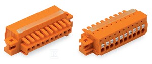 Gniazdo 1-przewodowe, przycisk, Push-in CAGE CLAMP®, 1,5 mm2, raster 3,81 mm, 16-biegunowe 100% ochrona przed błędnym połączeniem, kołnierz mocujący, 1,50 mm2, pomarańczowy