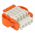 Gniazdo 1-przewodowe, dźwignia, Push-in CAGE CLAMP®, 1,5 mm2, raster 3,5 mm, 4-biegunowe 100% ochrona przed błędnym połączeniem, boczne zaczepy ryglujące, 1,50 mm2, jasnoszary