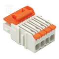 Gniazdo 1-przewodowe, dźwignia, Push-in CAGE CLAMP®, 1,5 mm2, raster 3,5 mm, 4-biegunowe 100% ochrona przed błędnym połączeniem, środkowy zaczep ryglujący, 1,50 mm2, jasnoszary