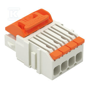 Gniazdo 1-przewodowe, dźwignia, Push-in CAGE CLAMP®, 1,5 mm2, raster 3,5 mm, 4-biegunowe 100% ochrona przed błędnym połączeniem, środkowy zaczep ryglujący, 1,50 mm2, jasnoszary