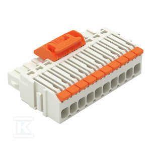 Gniazdo 1-przewodowe, dźwignia, Push-in CAGE CLAMP®, 1,5 mm2, raster 3,5 mm, 10-biegunowe 100% ochrona przed błędnym połączeniem, środkowy zaczep ryglujący, 1,50 mm2, jasnoszary