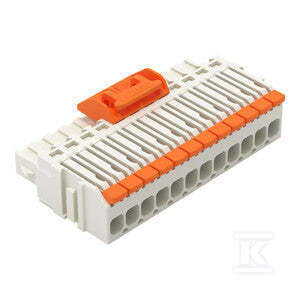 Gniazdo 1-przewodowe, dźwignia, Push-in CAGE CLAMP®, 1,5 mm2, raster 3,5 mm, 12-biegunowe 100% ochrona przed błędnym połączeniem, środkowy zaczep ryglujący, płytka odciążająca przewody, 1,50 mm2, jasnoszary