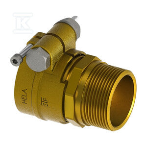 Złączka mosiężna przejściowa HELA-H 160x14.6mm-GZ5" PN6, do rur preizolowanych Pex/PE, oznaczenie: H 160 125-6