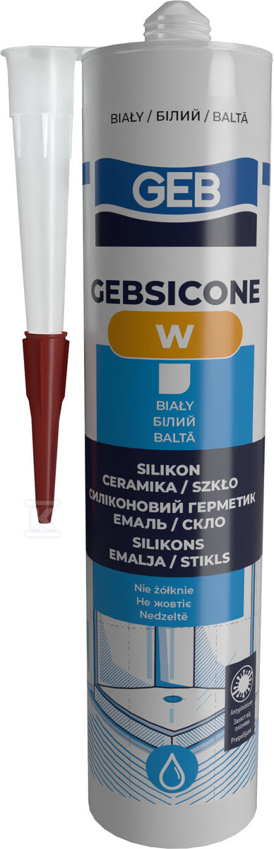 Silikon sanitarny biały kart.310 ml GEBSICONE