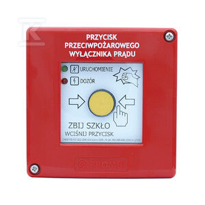 Przycisk przeciwpożarowego wyłącznika prądu PPWP-B bez młoteczka 2xLED zielona/czerwona